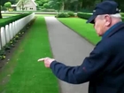 WWII B25 Mitchell airplane veteran recognizes the names of his mates on the graves after 65 years.