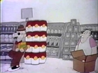 Classic Sesame Street animation- a man stacks 12 cans