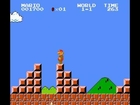 Super Mario Bros jumping over the flagpole in 1-1