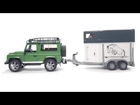 Bruder Toys Land Rover Defender with Horse Trailer & Horse #02592