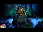 Two Neil Youngs on a Tree Stump