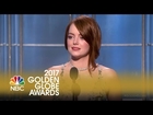Emma Stone Wins Best Actress in a Musical at the 2017 Golden Globes