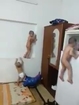 3 naked babys play like monkeys