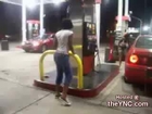 Chick Shakes her ass Like Crazy at a Gas Station