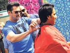 Exclusive Pictures Of Salman Khan Cutting Hair
