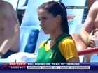 Girl in cricket stadium